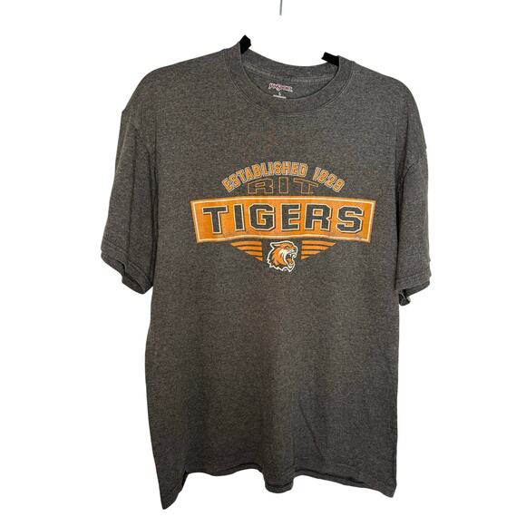 Vintage Jansport RIT Tigers Graphic T-Shirt Gray College Sports Tee Size L - Picture 1 of 4